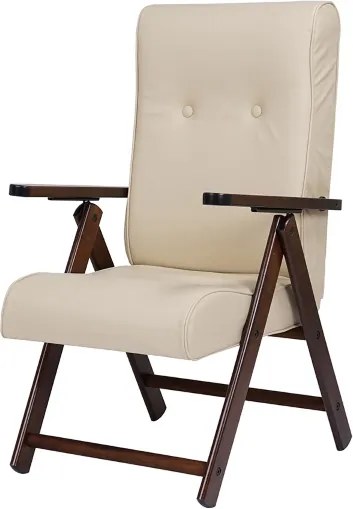 Poltrona reclinabile in ecopelle Panna e legno di faggio - Molisana