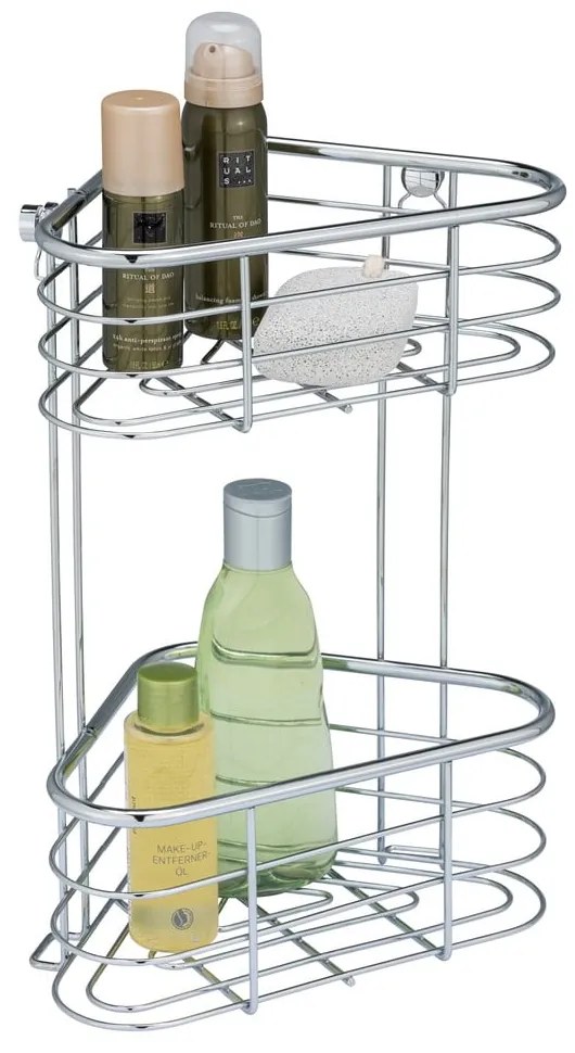 Mensola da bagno da parete e angolare argentata in acciaio inox Trestina – Wenko