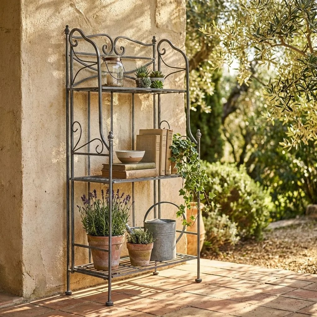 DORIANE - scaffale 3 piani stile provenzale in ferro verniciato