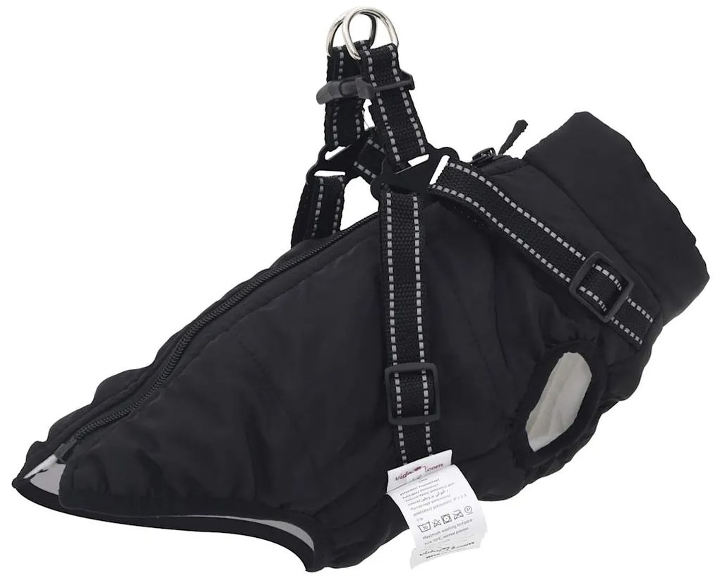 Cappotto Cani Con Imbracatura Impermeabile Riflettente Nero L36 /