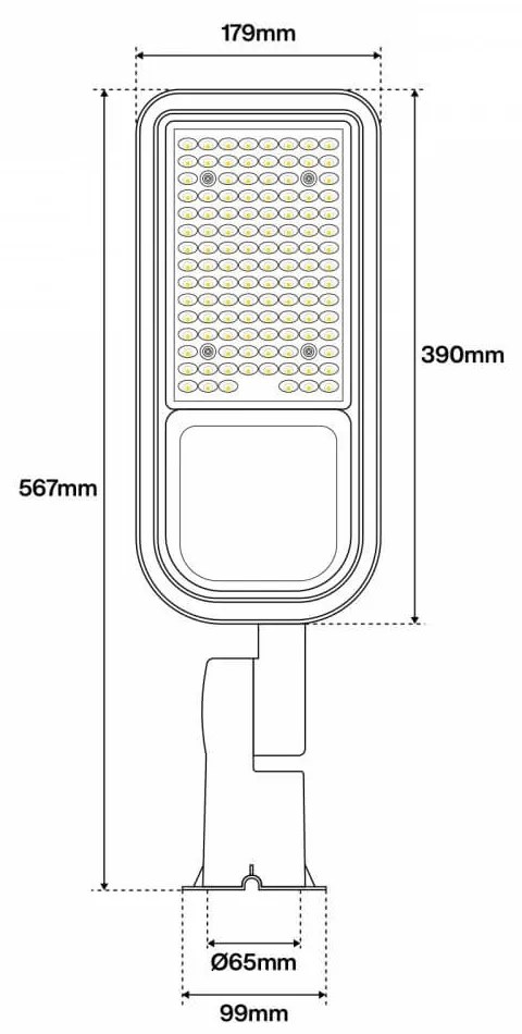 Armatura stradale 100W IP65, asimm. 70x140° - 145lm/W Colore Bianco Freddo 5.700K