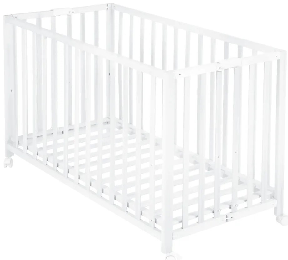 Lettino pieghevole bianco su ruote 60x120 cm Fold up - Roba