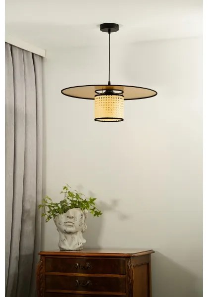 Duolla - Lampadario a sospensione con filo TOKYO RATTAN 1xE27/15W/230V diametro 50 cm oro/rattan