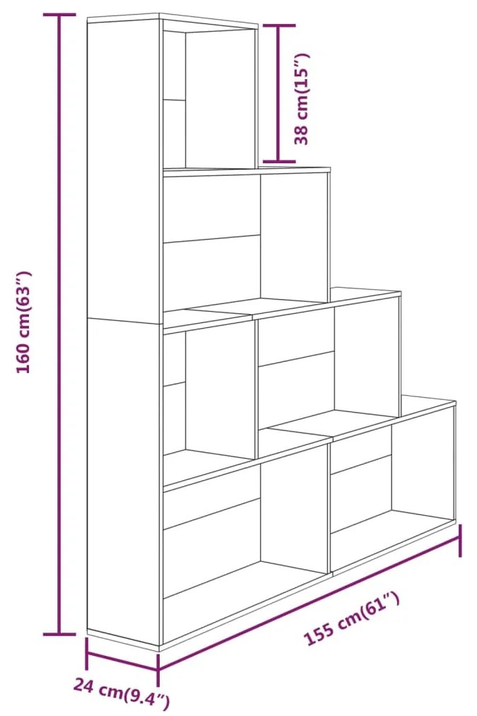 Libreria Rovere Fumo 155x24x160 cm