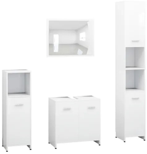 Set Mobili da Bagno 4 pz Bianco in Legno Multistrato