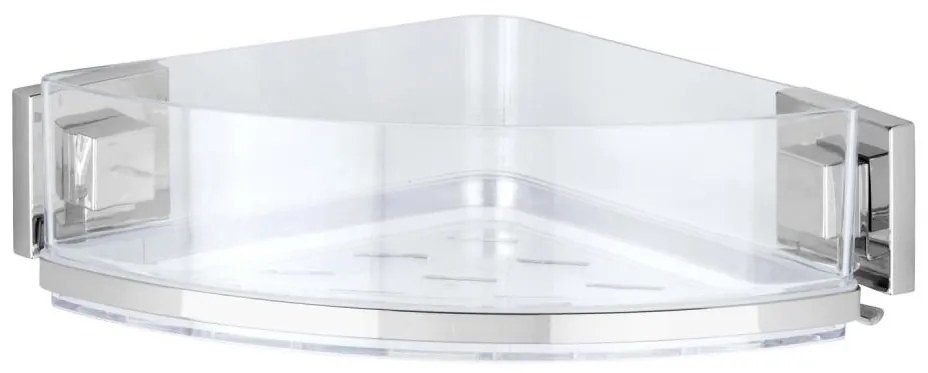 WENKO 22686100-Mensola angolare VACUUM-LOC QUADRO ED 28x19,5 cm argento/trasparente