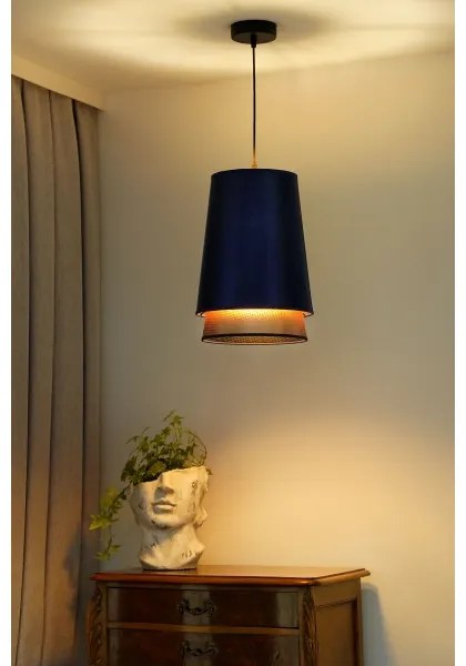 Duolla - Lampadario a sospensione con filo BELL SHINY 1xE27/15W/230V diametro 25 cm blu/rame