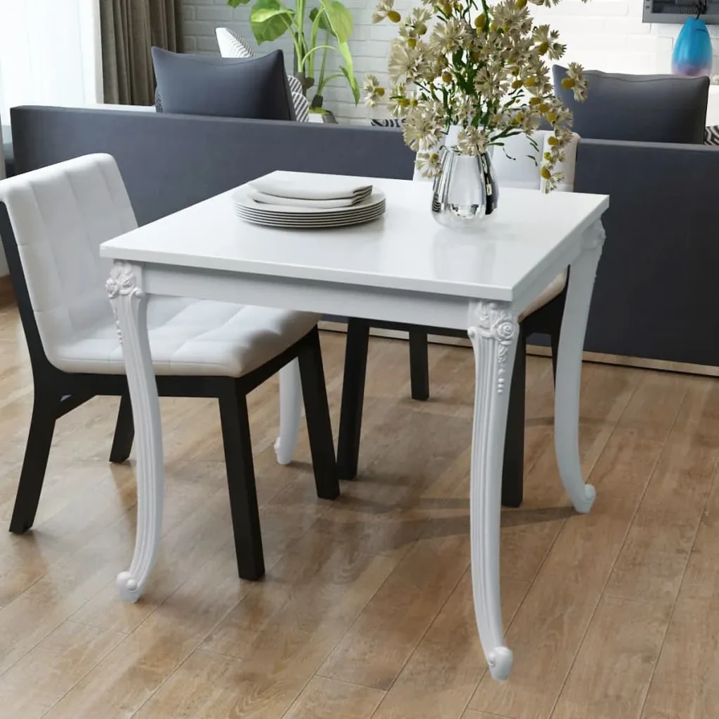Tavolo da pranzo 80x80x76 cm bianco lucido