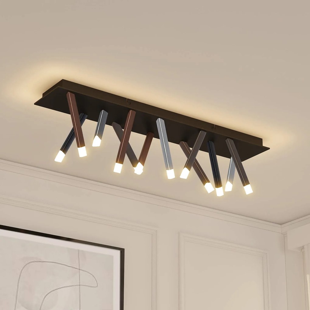 Lucande plafoniera LED Stoika, 100 cm, angolare, metallo