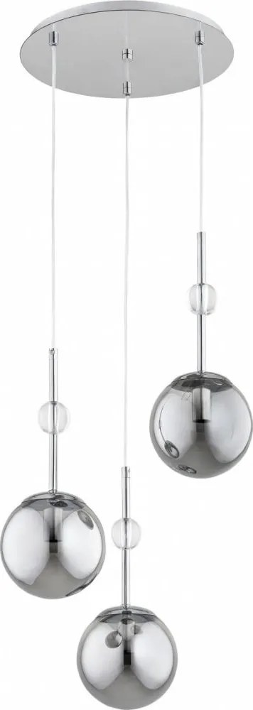 Lampadario a sospensione su cavo ARVENA 3xE14/10W/230V cromo lucido/nero/fumé