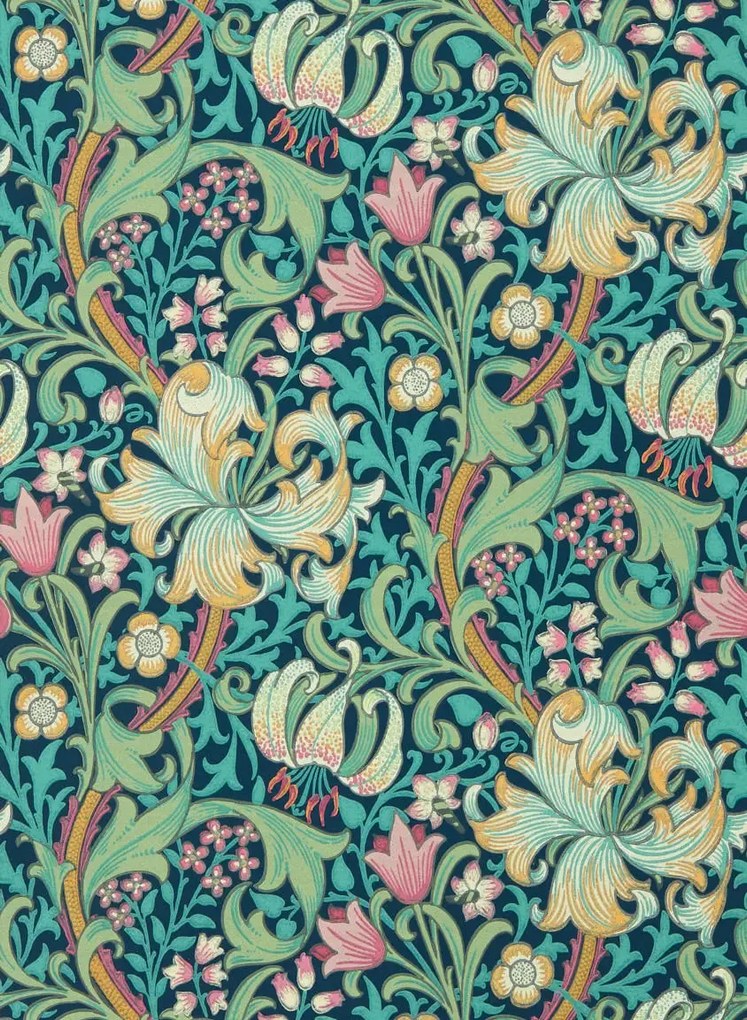 Morris & Co Carta da parati Golden Lily - Galactic Ink