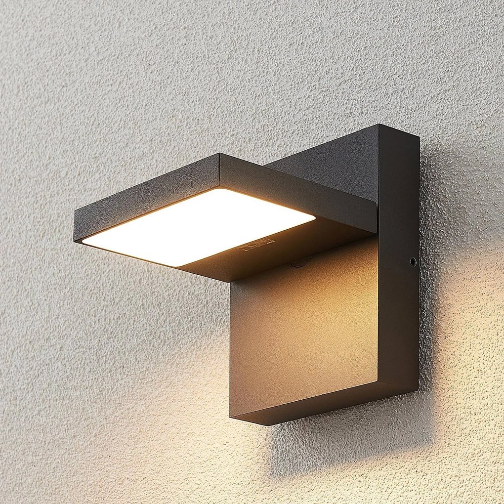 Lucande Applique da esterni LED Silvan, grigio grafite, IP65, 14 cm