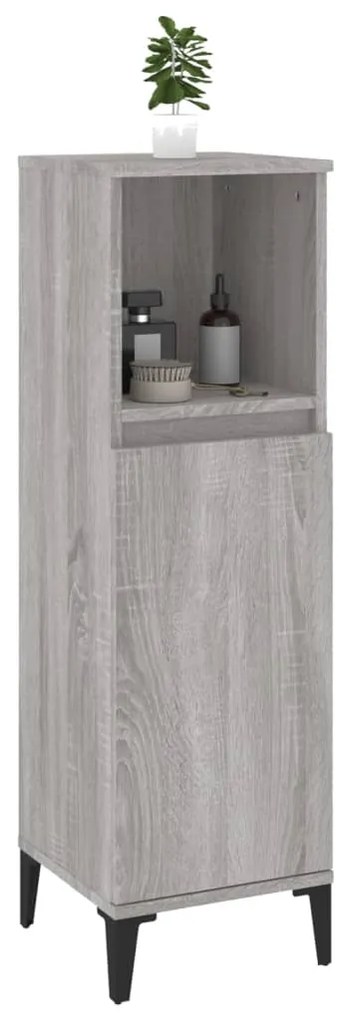 Armadietto bagno grigio sonoma 30x30x100cm in legno multistrato