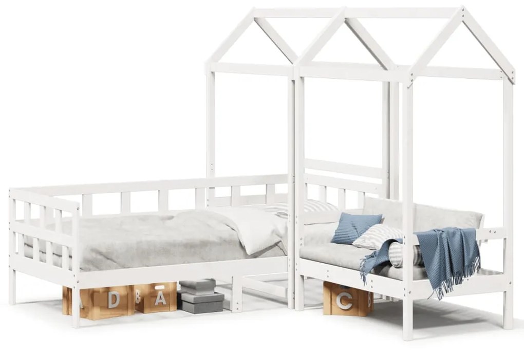 Set dormeuse con tetto bianco 90x200 cm legno massello di pino