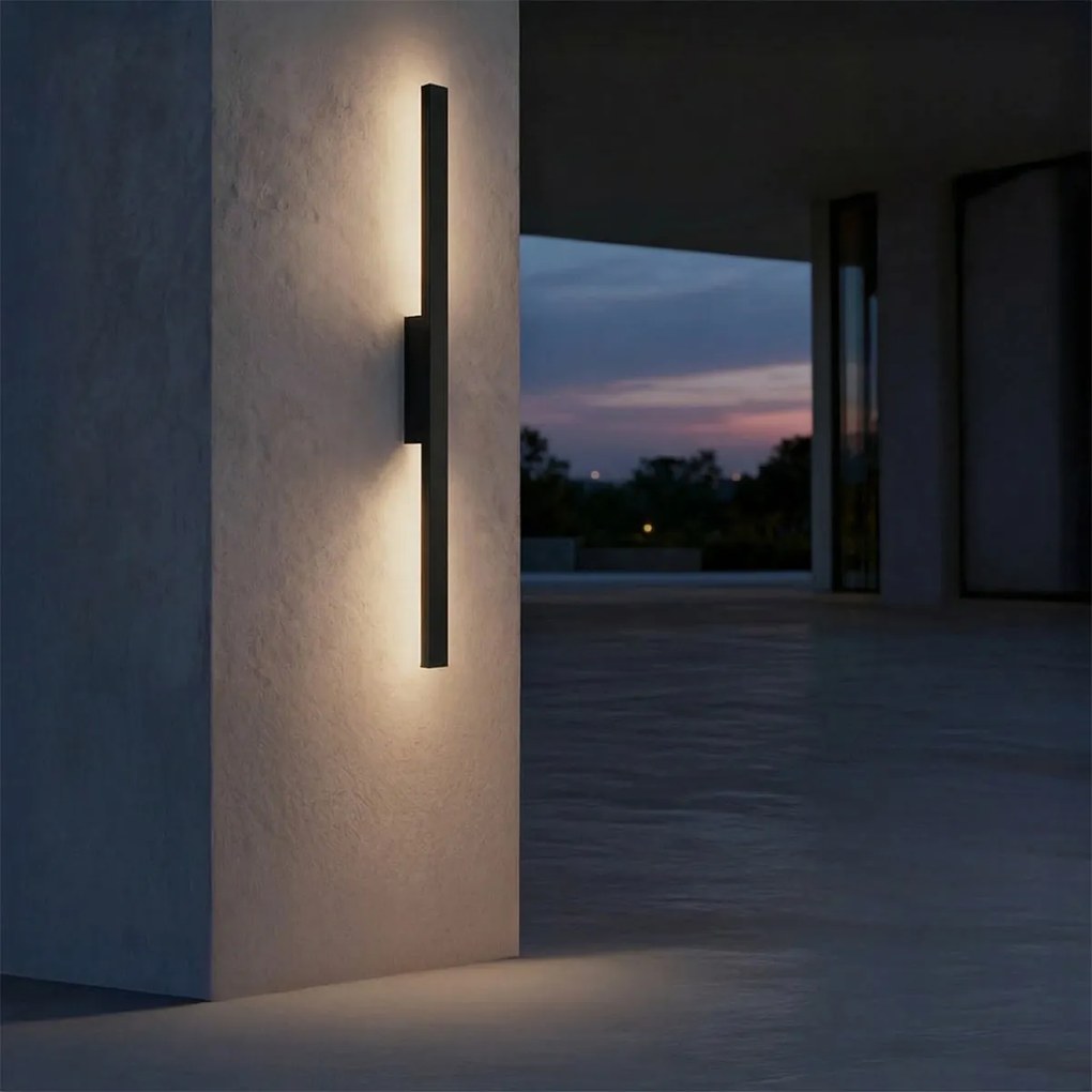 Applique Lineare 24W Luce Indiretta IP65 con LED OSRAM - Nero Colore Bianco naturale 4.000K