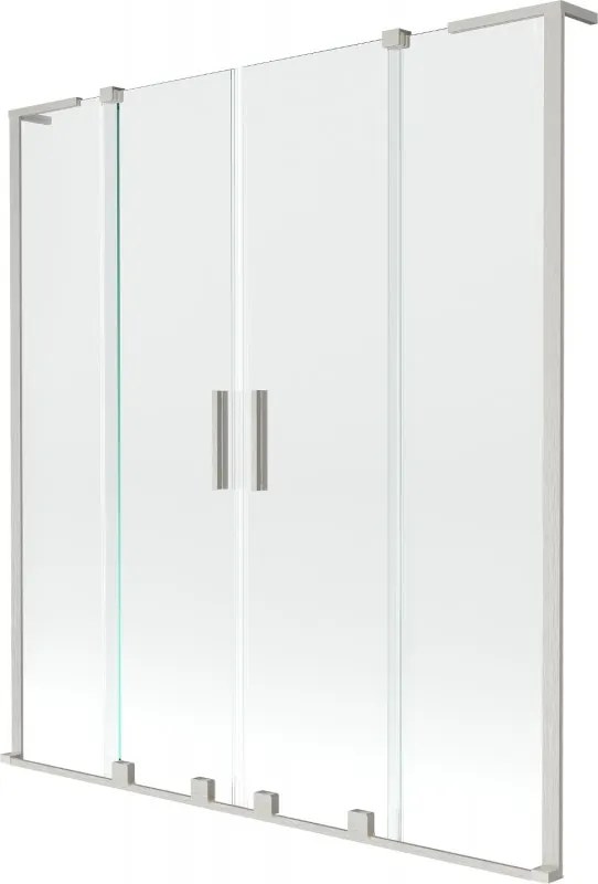 Mexen Velar L Duo paratia da doccia a 2 ante scorrevoli 150 x 150 cm, trasparente, nichel spazzolato - 896-150-003-02-97
