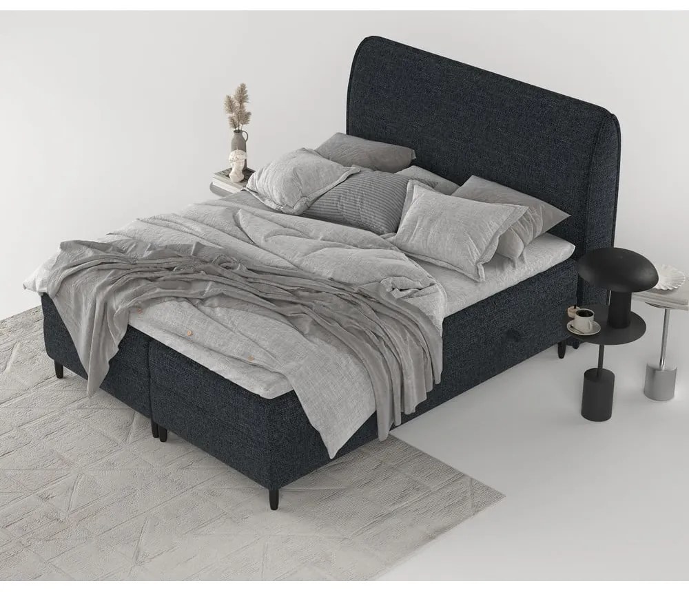 Letto boxspring nero con contenitore 140x200 cm Melba - Maison de Rêve
