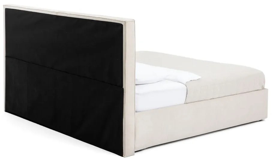 Letto matrimoniale imbottito beige con contenitore e rete inclusi 160x200 cm Thessa Bold – Bonami Selection