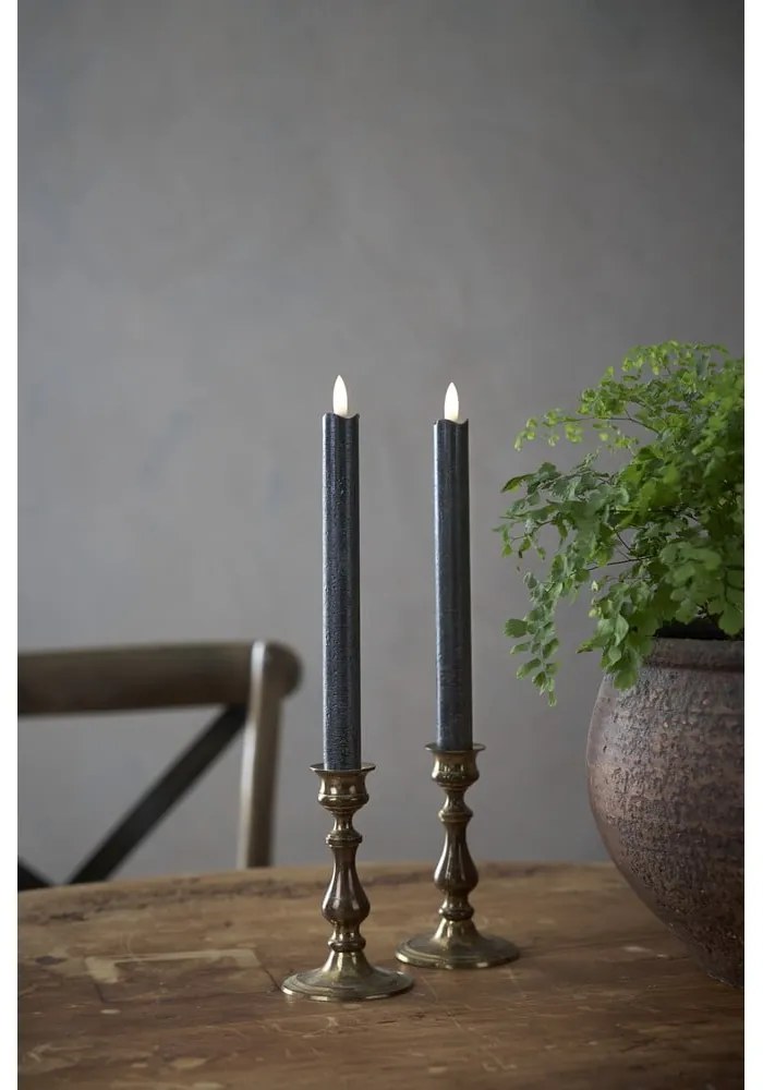 Set di 2 candele di cera LED nere, altezza 25 cm Flamme - Star Trading