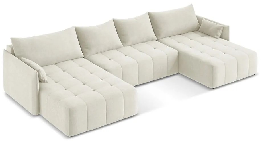 Divano angolare beige allungabile/con contenitore (a U) Moku – Makamii