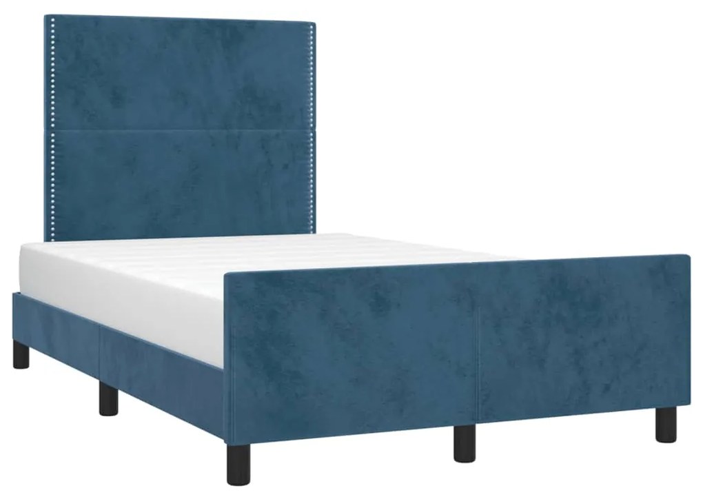 Giroletto con testiera blu scuro 120x190 cm in velluto
