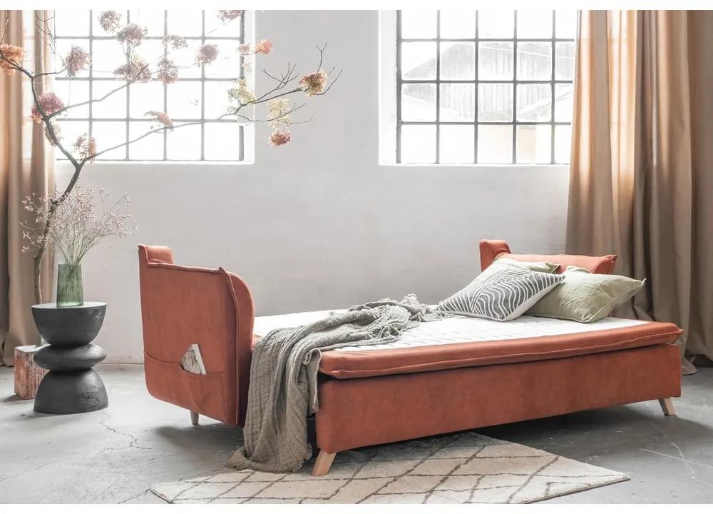 Divano letto in velluto color mattone 225 cm Charming Charlie - Miuform