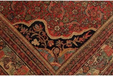 Antik Medaglione Floreale Rosso Blu Scuro 160x220 Cm