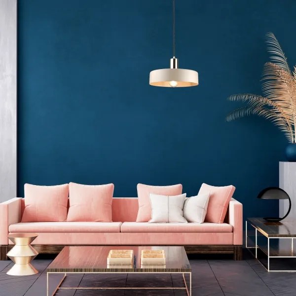 Lampadario a sospensione con filo LATTE 1xE27/60W/230V beige/nero/cromo lucido