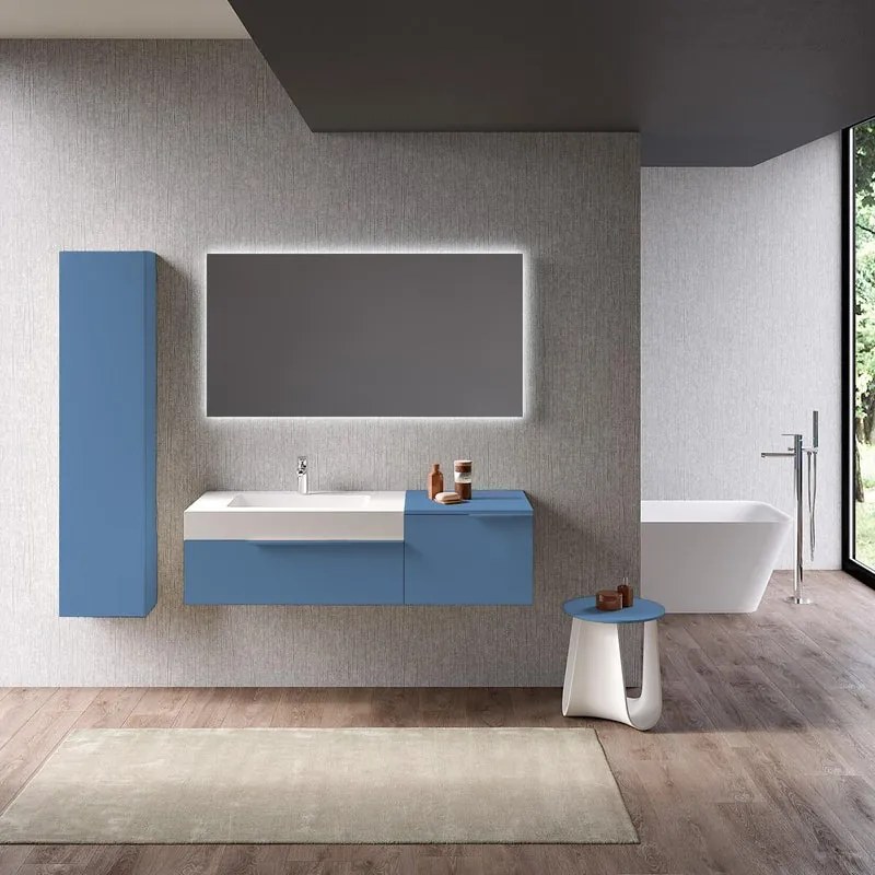 Mobile bagno sospeso con lavabo L 135 x H 36 x P 51 cm avio per vasca a sinistra Ginevra