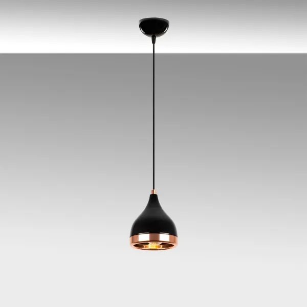 Lampada a sospensione a cavo YILDO 1xE27/40W/230V nero/rame
