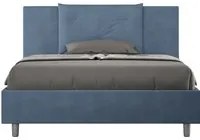 Letto imbottito Matrimoniale francese 140x200 cm Appia - Con rete,Microfibra,Blu