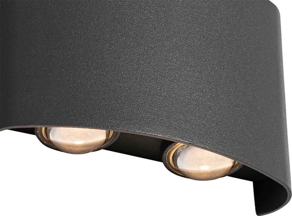 Lampada da parete per esterni grigio scuro con LED 4 luci IP54 - Silly