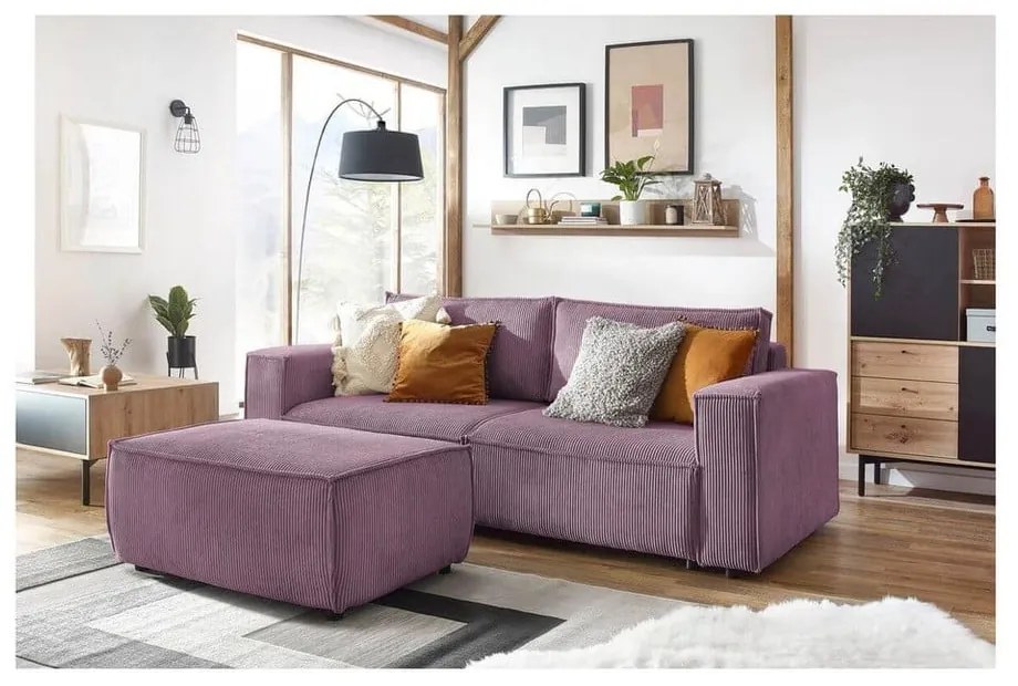 Sgabello in velluto a coste rosa Nihad - Bobochic Paris