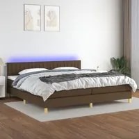 Letto a Molle Materasso e LED Marronescuro 200x200cm in Tessuto 3133904