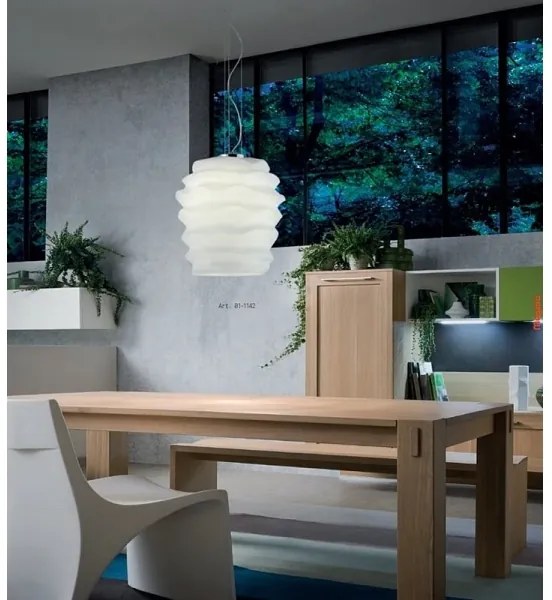 Redo 01-1142 - Lampadario sospeso su cavo MAGMA 1xE27/42W/230V Ø 38 cm cromo lucido/bianco