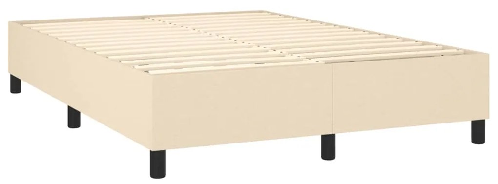 Letto a molle con materasso e led crema 140x200 cm in tessuto