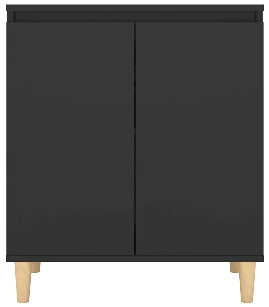 Credenza con gambe in legno massello nera 60x35x70cm truciolato