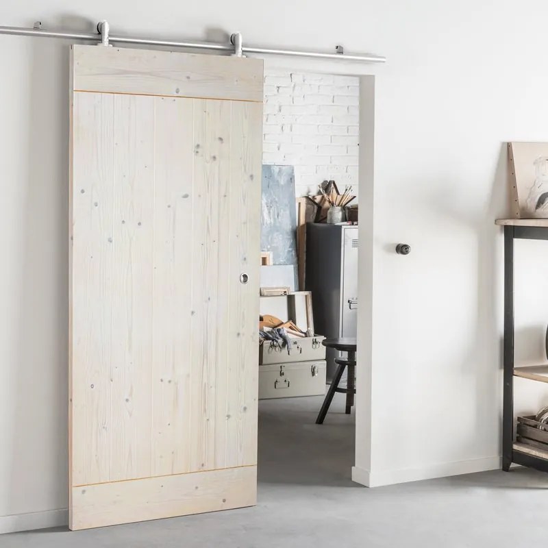 Porta scorrevole Smooth in legno bianco, L 96 x H 215 cm, con binario Ermes Reversibile
