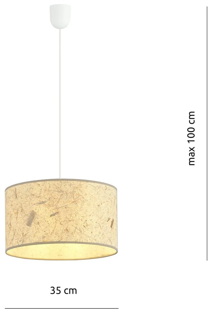 Sospensione Minimal 1 Luce Aston In Acciaio Bianco E Beige Effetto Sughero