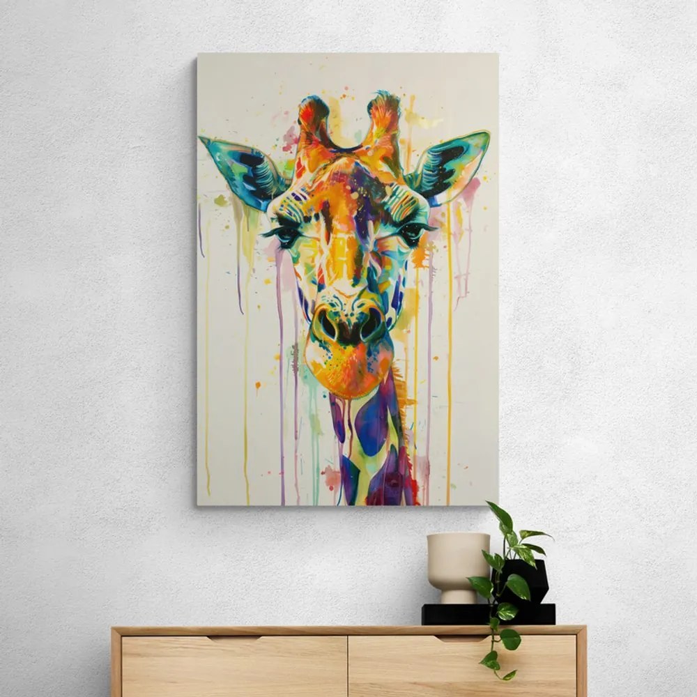 Quadro su tela – Giraffa con imitazione di pittura