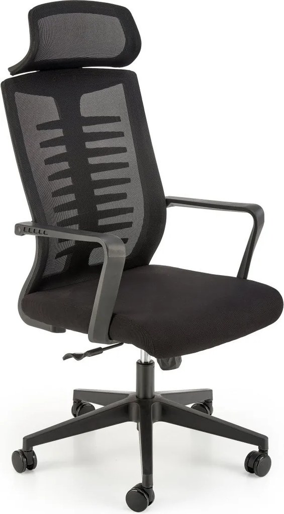 Sedia da ufficio Fabio in nero - H128 cm