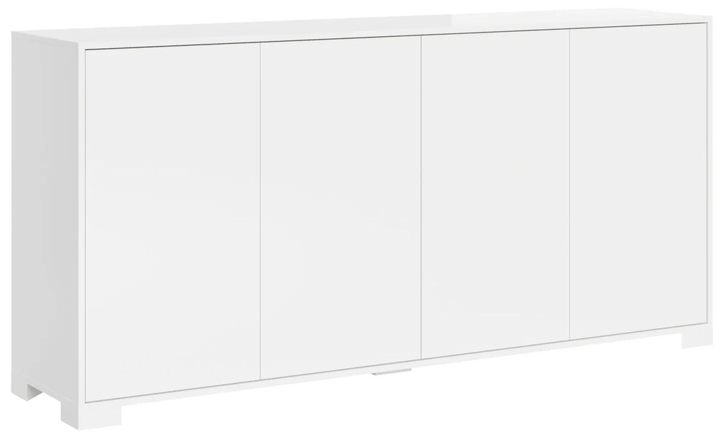 Madia e Porta TV Lumina con ante in bianco lucido e cashmere, Bianco Lucido / Madia 4 ante