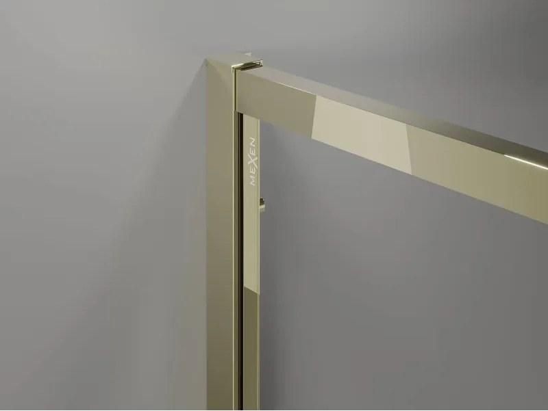 Mexen Exo cabina doccia quadrata scorrevole 100 x 100 cm, trasparente, oro - 8111-100-100-50-00