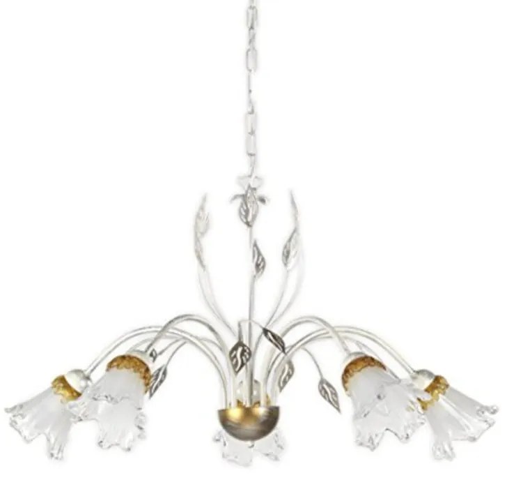 Lampadario Neoclassico Lampadario Neoclassico Lancia 5x E14 bianco paralume bianco 5x E14