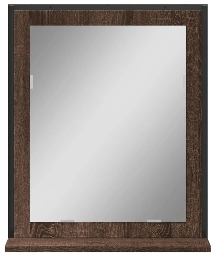 Specchio bagno con ripiano rovere marrone 50x12x60 multistrato