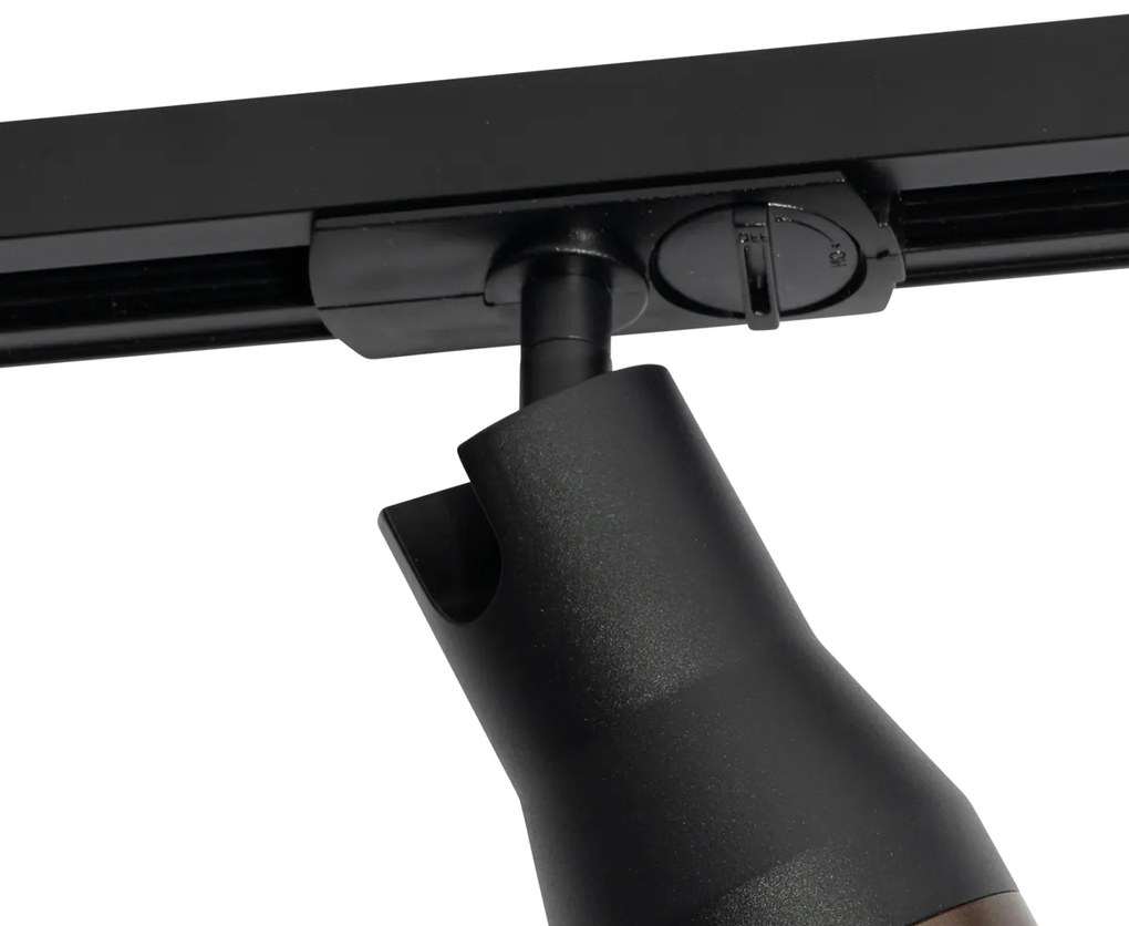 Faretto moderno nero con finitura bronzo scuro per sistema binario monofase - Iconic Kohua