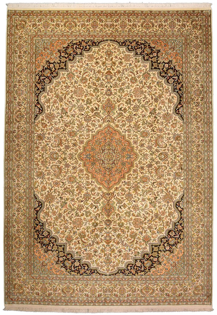 Cashmere Silk Tappeto orientale 200 x 280 Beige (Indian) Annodato A Mano