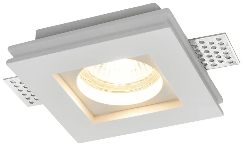 Portafaretto GU10 e MR16 in Gesso Pitturabile Quadrato Ø100x100 mm Materiale Gesso