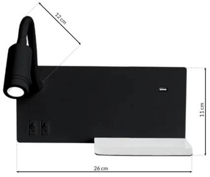 Applique a LED SHELF LED/4W+LED/5W+LED/2W/230V nero
