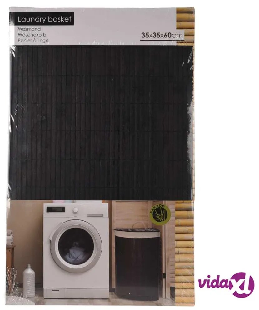 Bathroom Solutions Cesto Portabiancheria ad Angolo in Bambù Nero